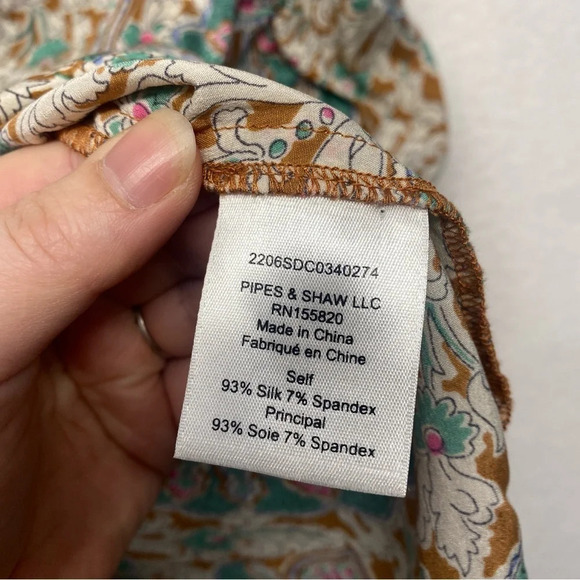 Veronica Beard Henrieta Medallion Floral Boho Print Silk Blend Blouse Size 0 - Picture 7 of 9